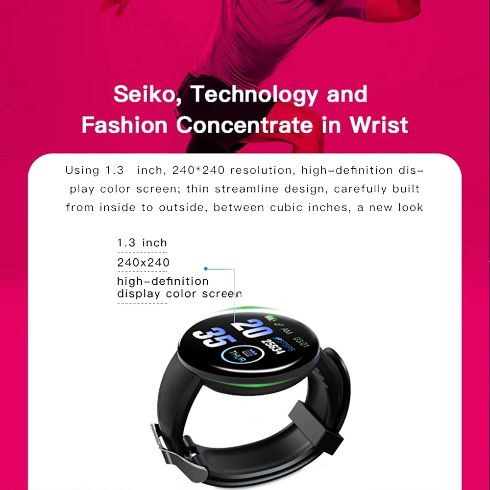 Đồng hồ thông minh TZUZL D18 chống thấm nước theo dõi sức khỏe kết nối bluetooth gọi điện thời trang cho nam và nữ