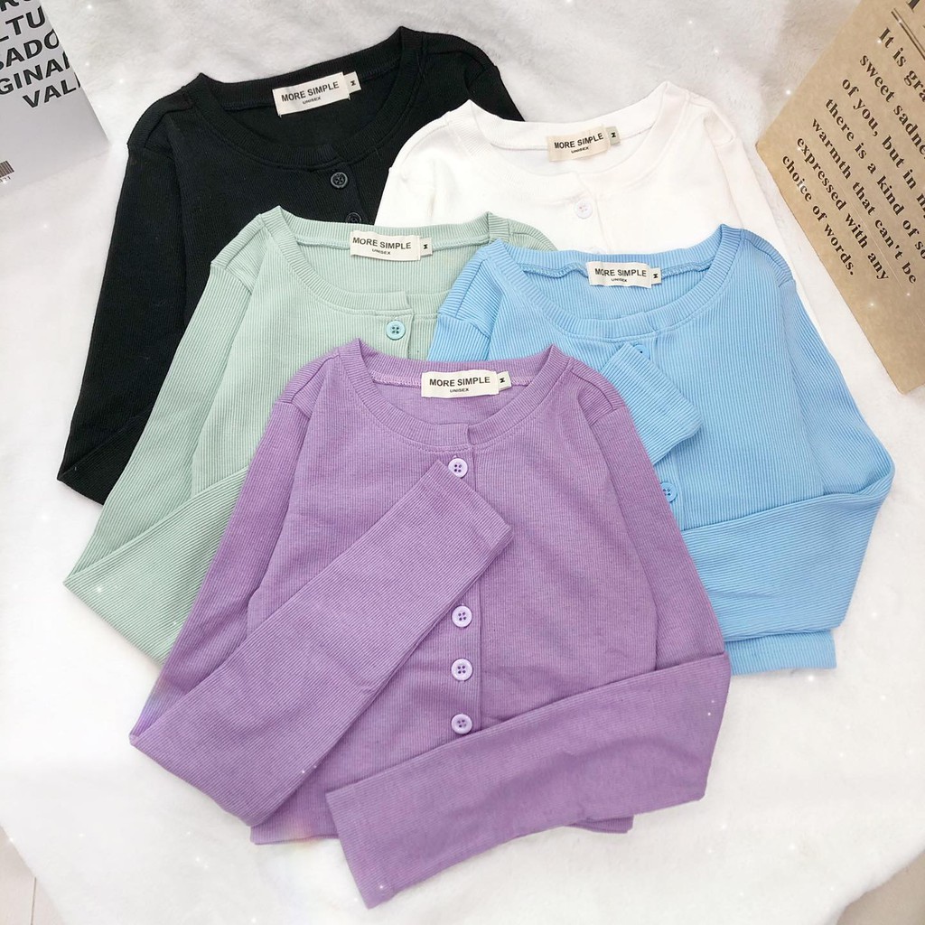 Áo Croptop Nữ YAN Ulzzang Len Tăm Nút Thật zoozoo