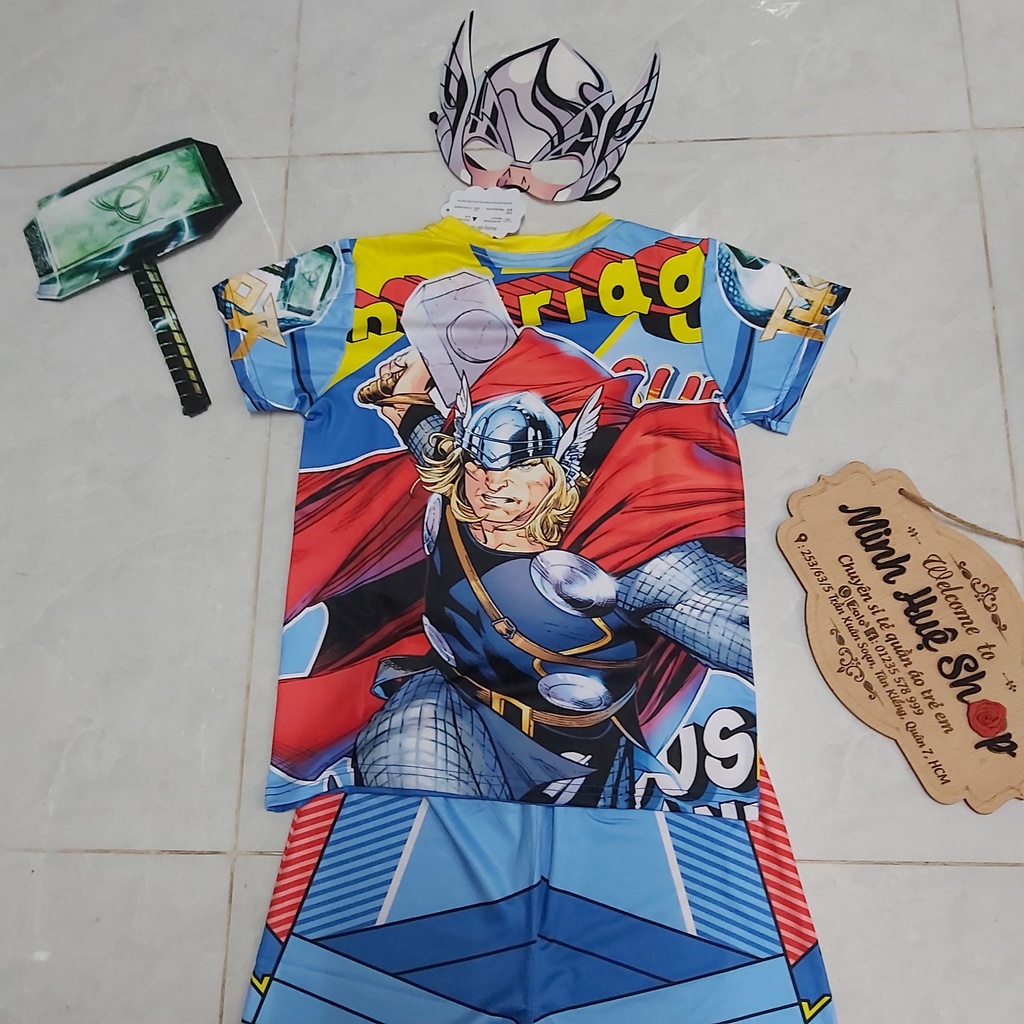 [Hàng mới về] Bộ quần áo thời trang trẻ em Thor kèm tặng khiên và mặt nạ - Hàng SamKids