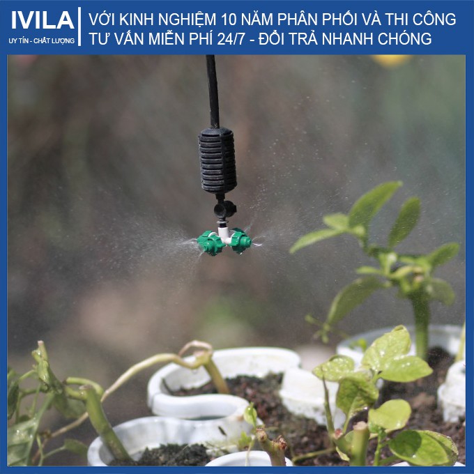 Béc phun sương 4 cửa xanh, các loại kết nối - Chất liệu nhựa cao cấp - Tưới phun sương cho lan, cây cảnh hiệu quả