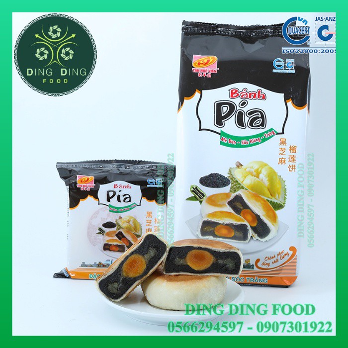 Bánh Pía Mè Đen Sầu Riêng Trứng 540g [ 4 BÁNH ] Tân Huê Viên| Bánh Pía Tân Huê Viên| Ăn Vặt| Đặc Sản - DING DING FOOD