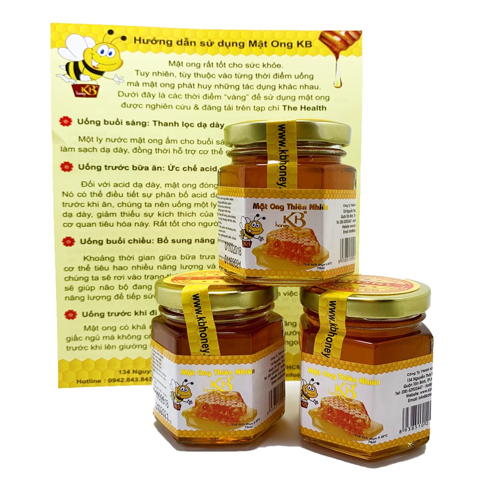 Combo 3 lọ mật ong nguyên chất KB 70ml/Lọ