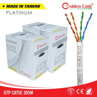 Cáp mạng golden link platinum utp cat 5e made in taiwan màu cam / trắng