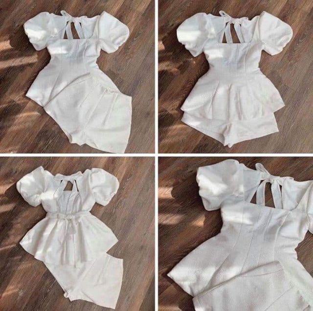Set tay phồng peplum + quần short