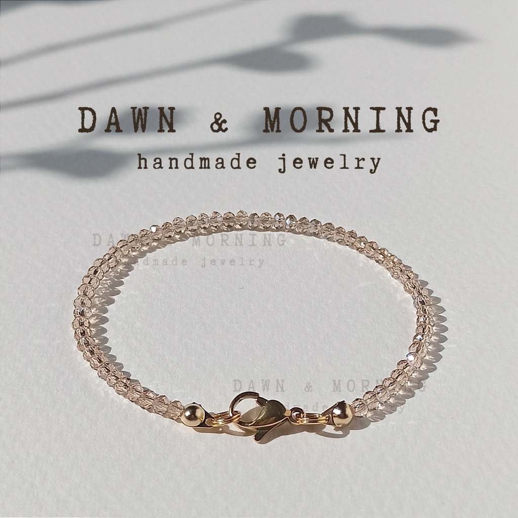 Be nude ~2-2.5mm - Vòng tay nữ hạt pha lê thủy tinh trong suốt phong cách thời trang trung tính, dễ phối trang phục