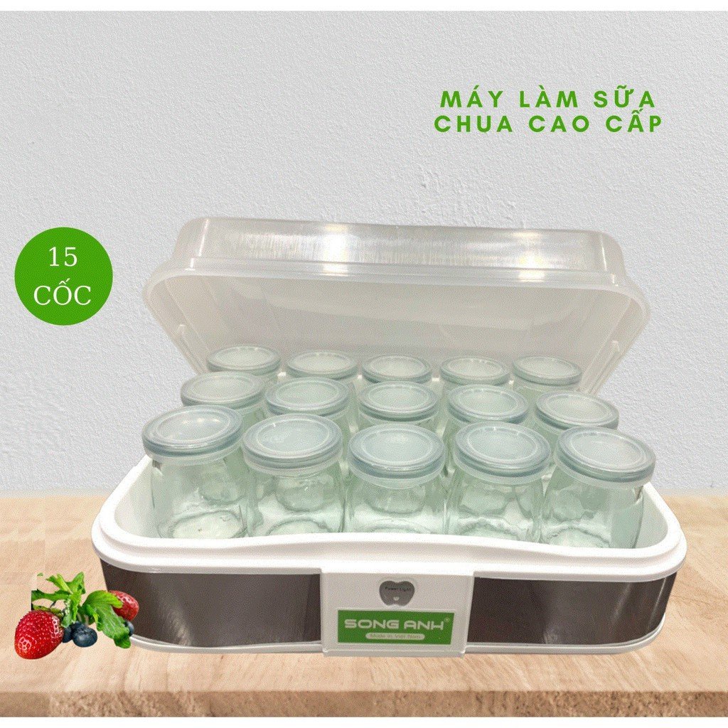 Máy Ủ Sữa Chua Tự Động Tặng Kèm Bộ Cốc Có Nắp, Làm Sữa Chua Vị Tự Nhiên Chính Hãng Song Anh