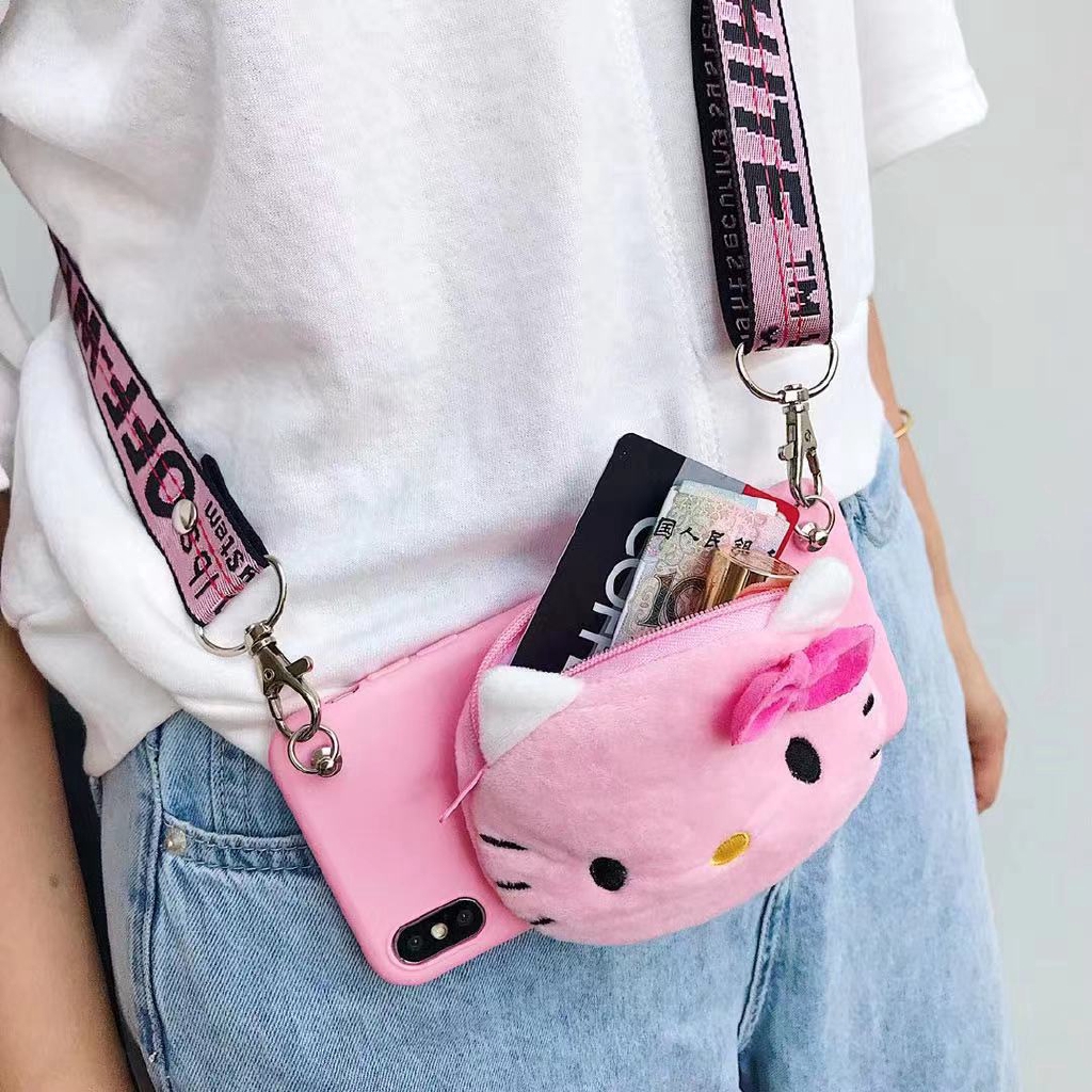 Ốp điện thoại kiêm ví kiểu hoạt hình có dây đeo cho Samsung Galaxy M20 M30 A10S A20S A30S A40S A50S A2 core S10-5G