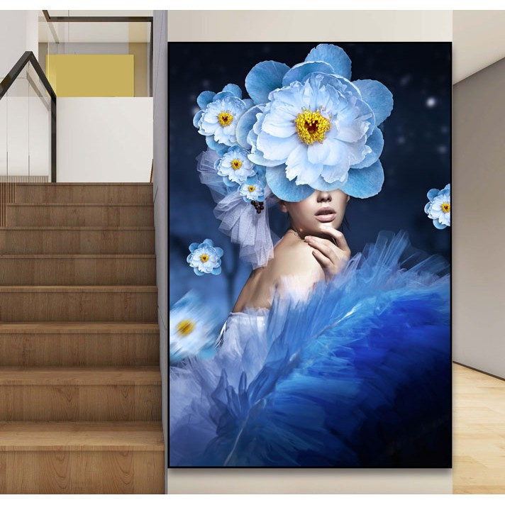 KHUNG ẢNH VÀ TRANH TREO TƯỜNG, TRANH CHÂN DUNG CÔ GÁI PHONG CÁCH CỔ ĐIỂN 50X70CM SIÊU DỄ THƯƠNG TẶNG KÈM ĐINH TREO