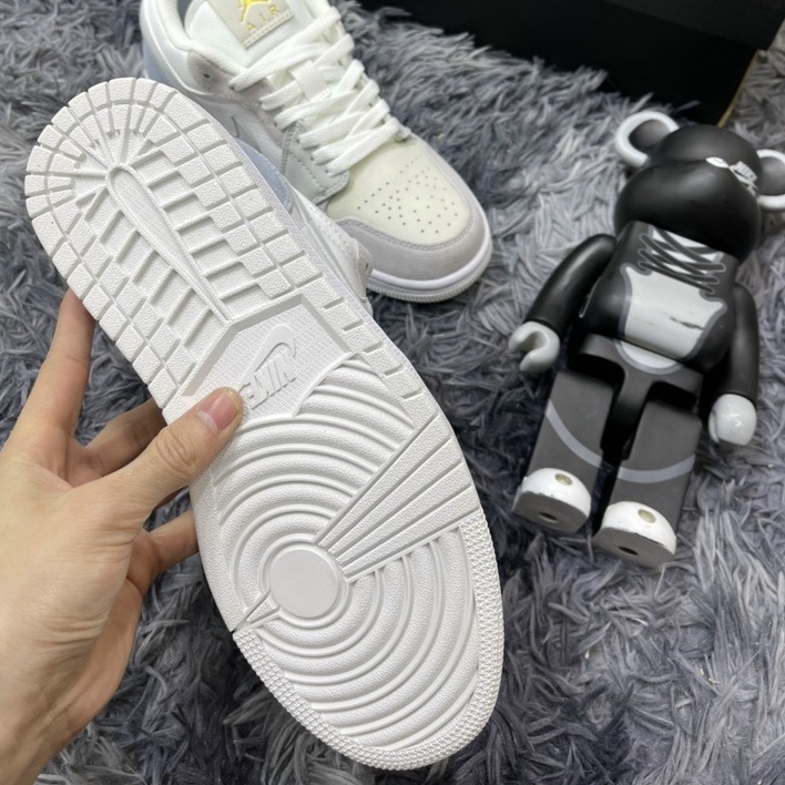 Giày jordan cổ thấp nam nữ xám xanh bản cao cấp, jordan paris cổ thấp chất liệu cao cấp full size 36-43