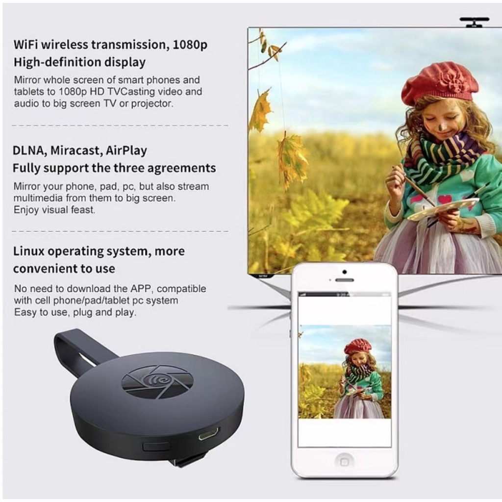 Kết nối HDMI không dây G2 2.4G HD 1080P thích hợp cho Airplay Miracast và iOS