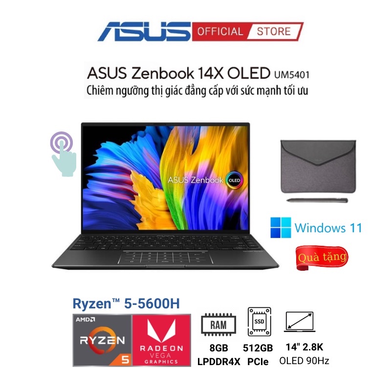 [Mã ELBAU7 giảm 7%] Laptop Asus ZenBook 14 UM5401QA-KN209W (Ryzen™ 5-5600H 14.0-inch 2.8K | Cảm ứng )