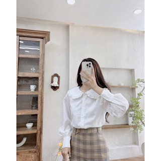 áo sơ mi cổ bèo đen trắng