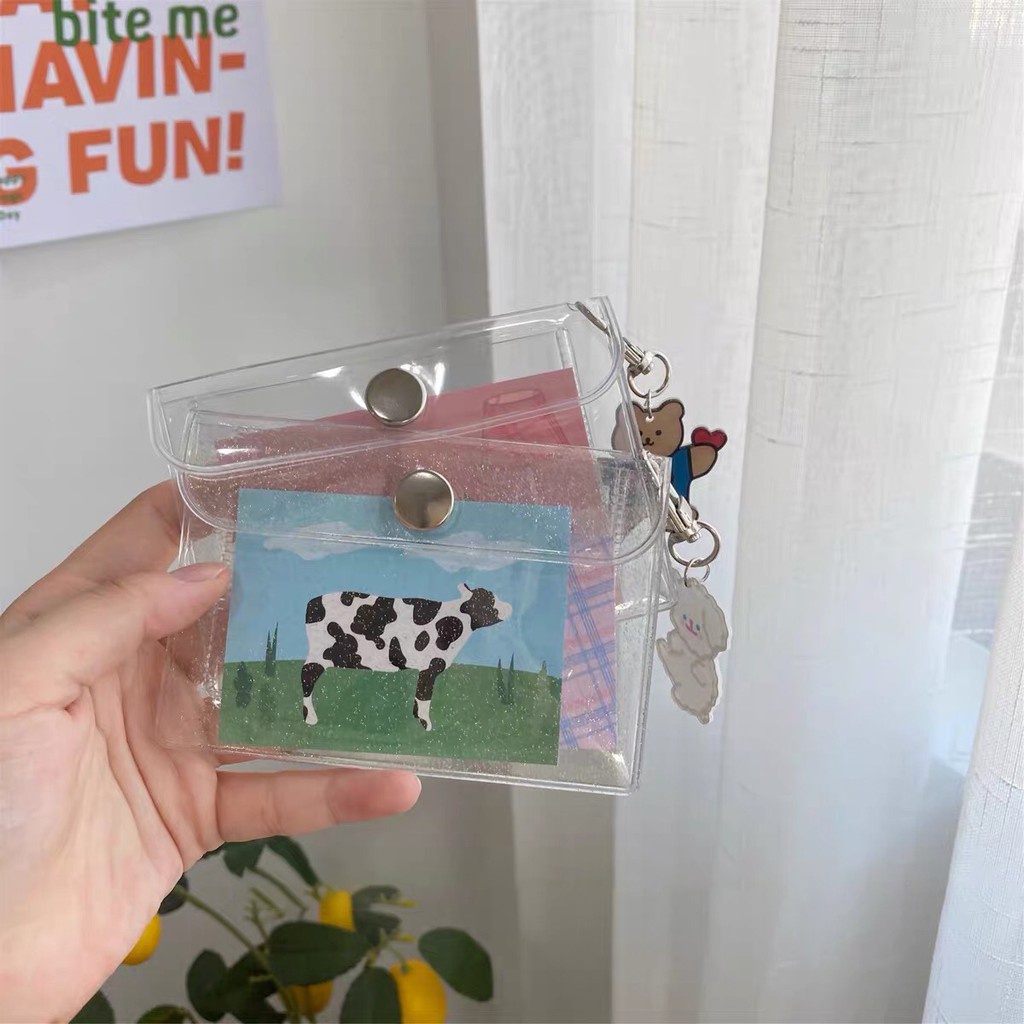 Túi Đựng Thẻ/Tiền Xu Mini Trong Suốt Thiết Kế Sáng Tạo Dễ Thương Cho Học Sinh