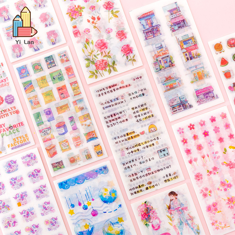 Set 6 tấm nhãn dán trang trí tiện lợi cao cấp