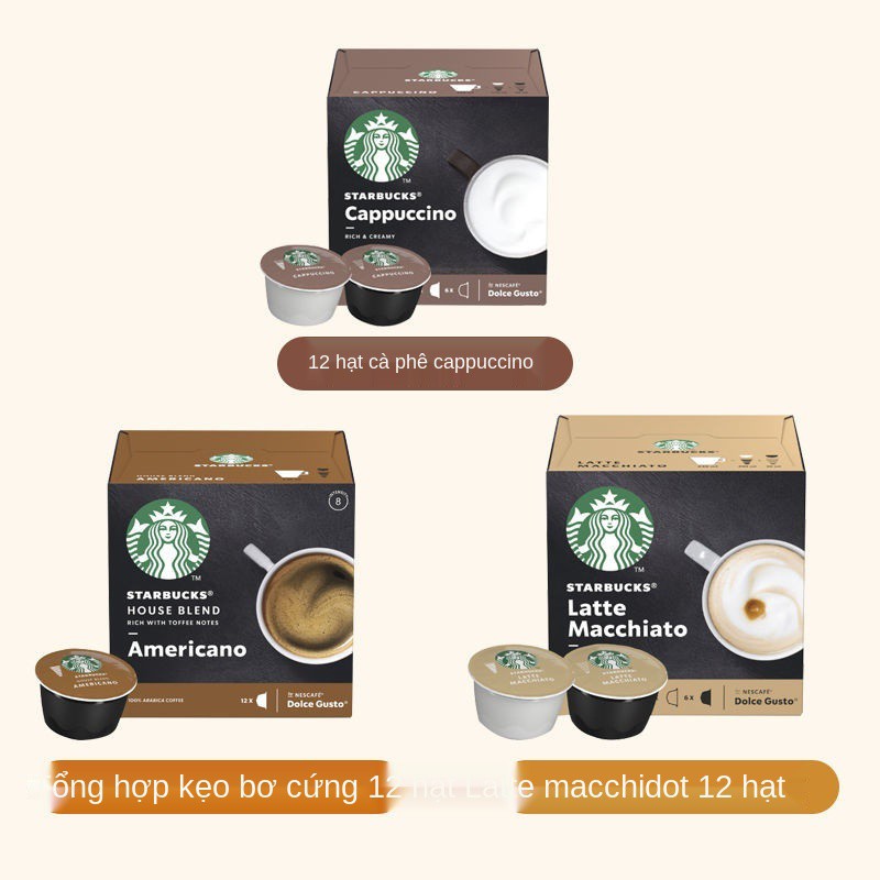 ❈™Cà phê Starbucks nhập khẩu Trang chủ Thưởng thức Latte Caramel Macchiato Cappuccino Capsule Coffee 12 viên