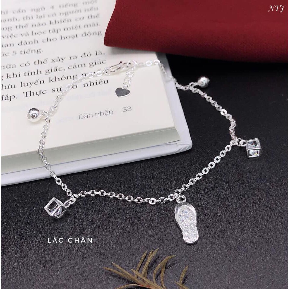 Lắc chân bạc ta treo tông xinh xắn LINH MIU SILVER