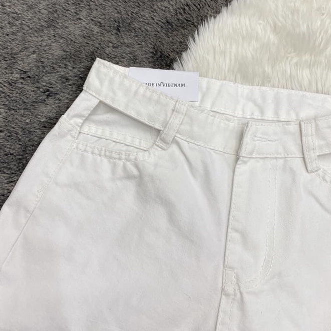 Quần Jeans Nữ - Quần Suông Trắng Jeans Ống Rộng Lưng Kiểu Chất Jean Cotton Mềm Mịn_M