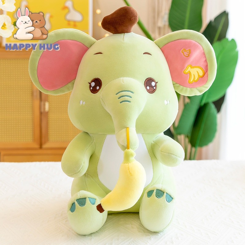 Gấu Bông Voi đeo trái chuối siêu dễ thương, vỏ nhung mịn nhồi gòn cao cấp - Happy Hug