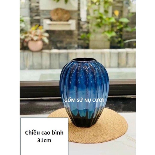 Lọ hoa sứ Bát Tràng cao cấp, men hỏa biến, cao 31cm