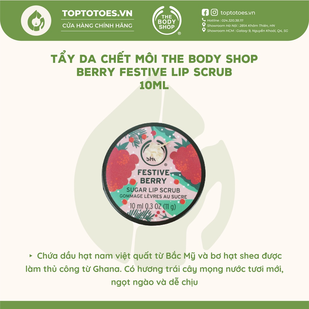 Tẩy da chết môi The Body Shop Festive Sugar Lip Scrub dưỡng môi hồng, mịn, giảm thâm và khô sần môi