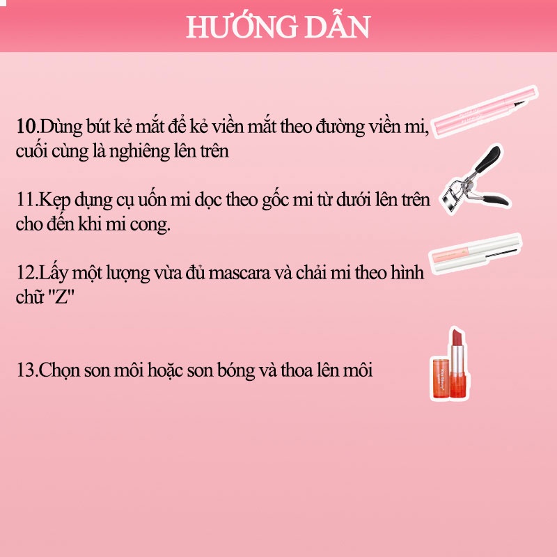 Bộ 10 món trang điểm chuyên nghiệp đầy đủ KISS BEAUTY (PS-10JT-C01)