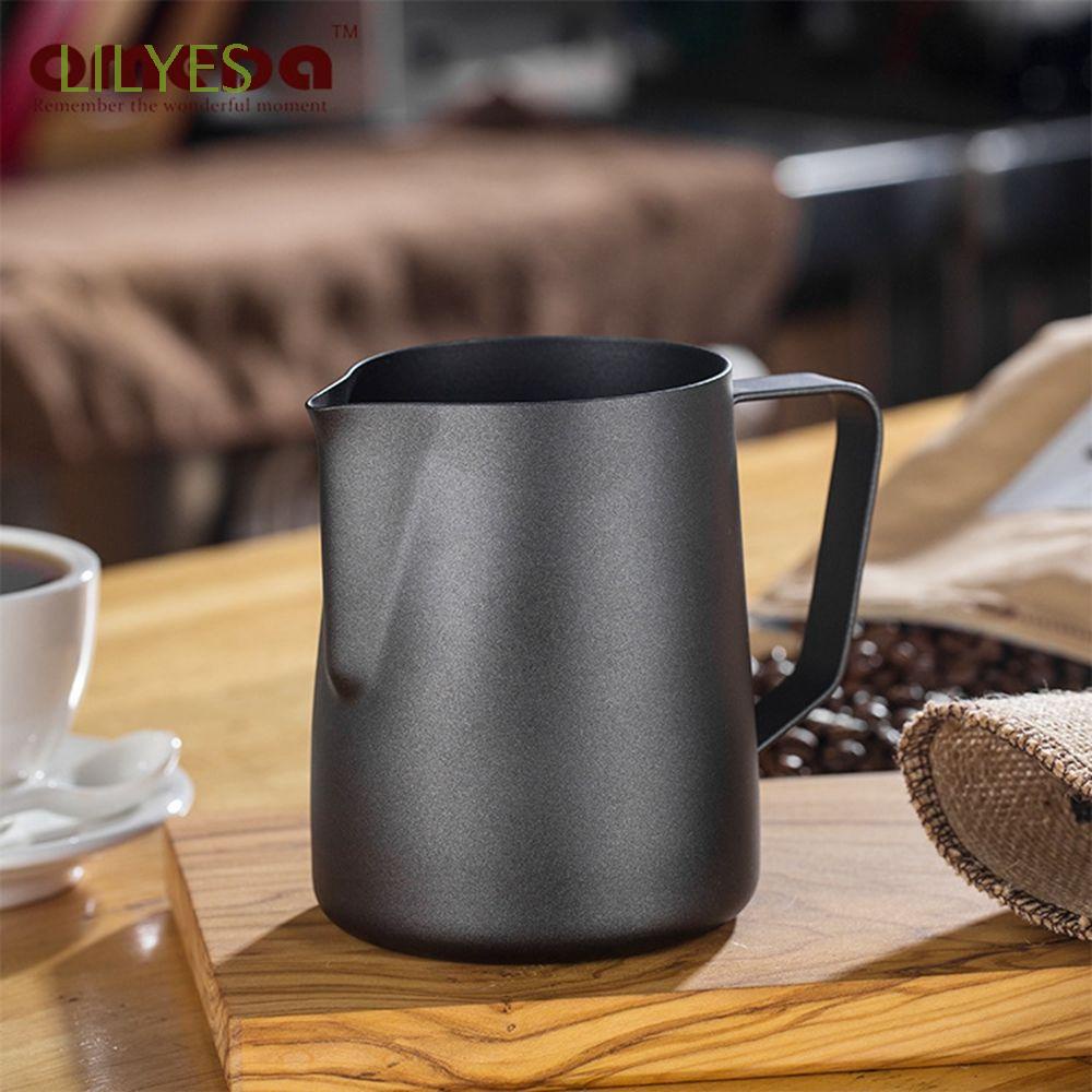 Cốc Tạo Bọt Sữa Cà Phê Latte Bằng Thép Không Gỉ Chống Dính Có Vạch Chia Tiện Dụng