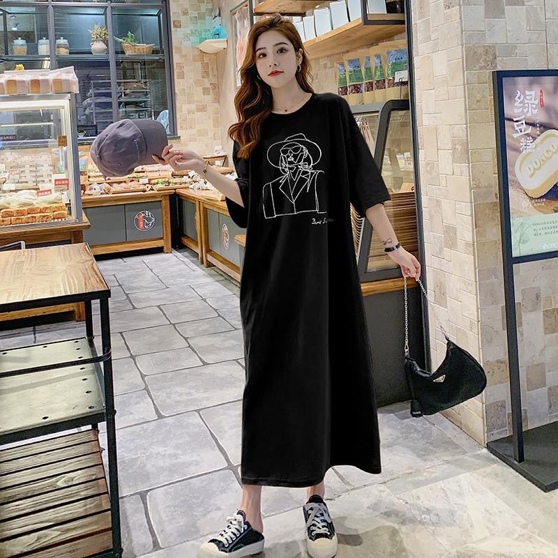 Đầm Thun Dài Tay Ngắn Dáng Rộng Phong Cách Hàn Quốc Thời Trang Mùa Hè Hàng Mới