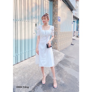 D508 ĐẦM COTTON XẾP LY NÚT BỌC