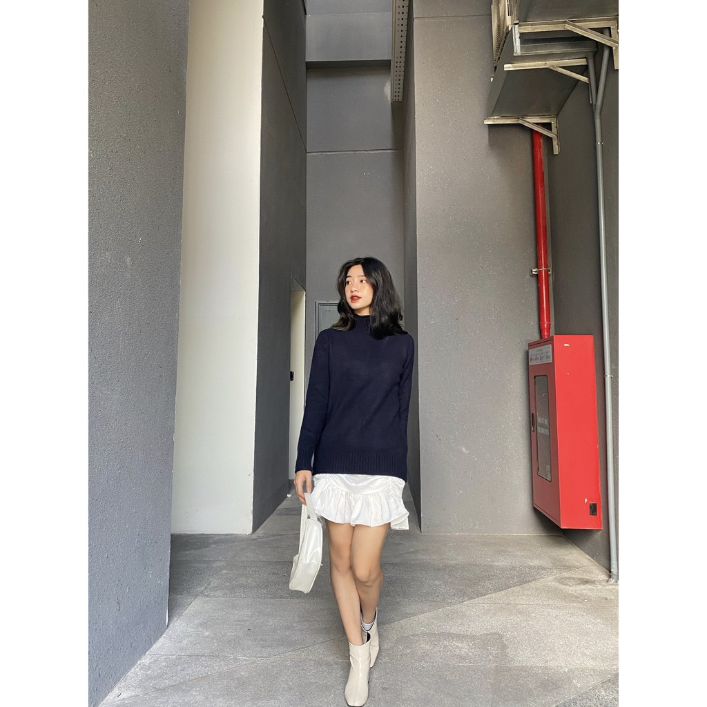 Áo len cổ lọ nữ CAMLI dáng dài xuất dư thương hiệu Milla Off-Duty Hàn Quốc, chất liệu Mohair mềm nhẹ, freesize