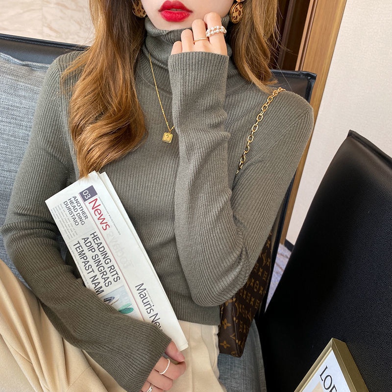 Áo dệt kim cổ lọ dày dặn thời trang nữ thu đông 2021