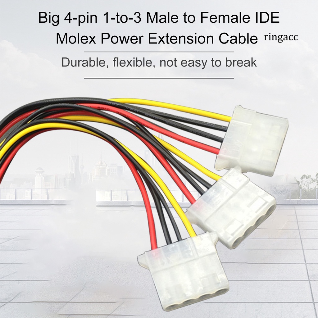 Cáp nối dài chuyển đổi nguồn IDE sang IDE Molex 20cm 4 pin 1 đầu cắm sang 3 lỗ cắm cho máy tính PC