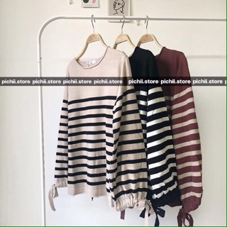 ORDER Áo len kẻ ngang, áo len vintage bo tay 3 màu