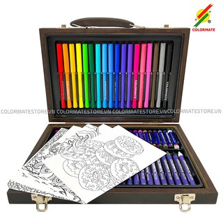 Hộp màu vẽ Colormate hộp gỗ cao cấp 68 chi tiêt, Quà tặng bé yêu - COLORMATE