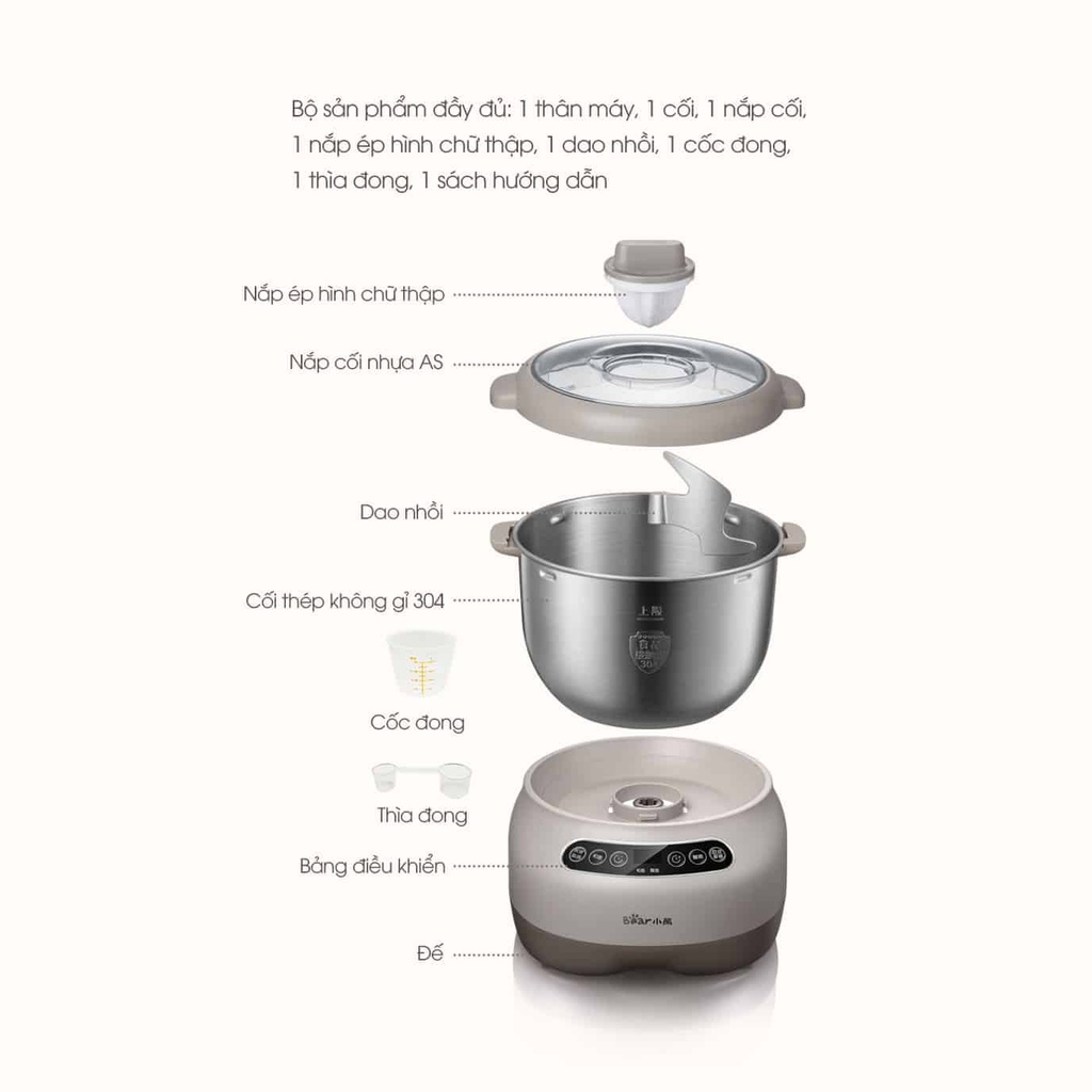 Máy Trộn Bột Ủ Bột Tự Động BEAR DM-B70V1 (HMJ-A70C1) 7L