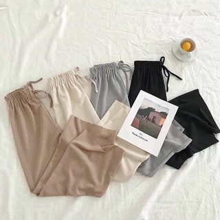 Quần ống rộng gân tăm ống rủ