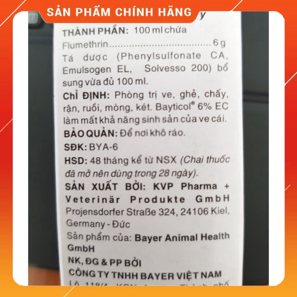 Dung dịch pha tắm hoặc phun xịt trị ghẻ, ve rận trên chó - Bayticol Bayer