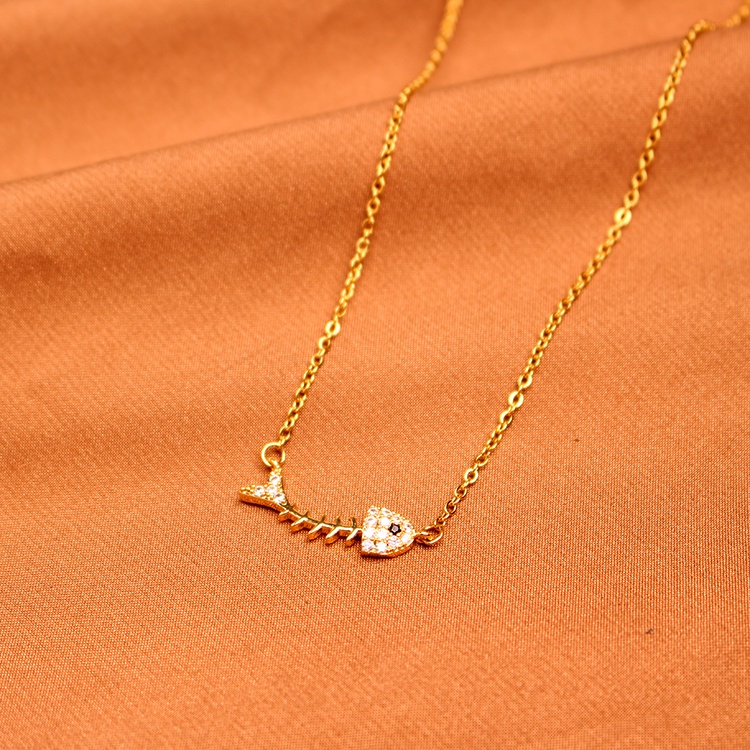 Dây Chuyền Thép Không Gỉ Mạ Vàng 18k Đính Đá Kim Cương Thời Trang Dành Cho Nữ