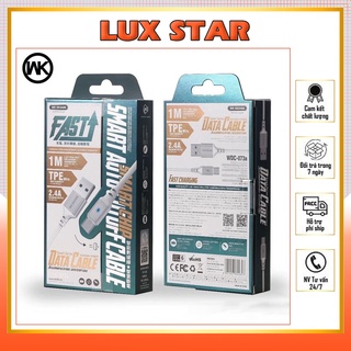 Cáp Sạc Nhanh Thông Minh Tự Ngắt WK Fast khi đầy pin có đèn Led thông báo cực tiện lợi