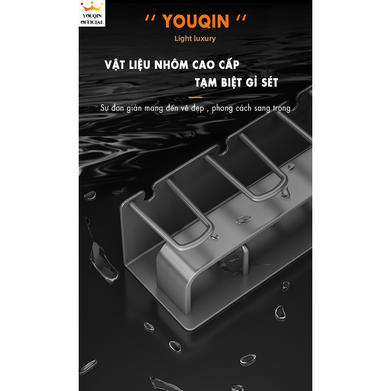 Giá Đỡ Bàn Chải Đánh Răng - YouQin Chất Liệu Hợp Kim Nhôm Chống Gỉ, Chống Ẩm Mốc, Dán Keo Siêu Chắc, Không Khoan Đục