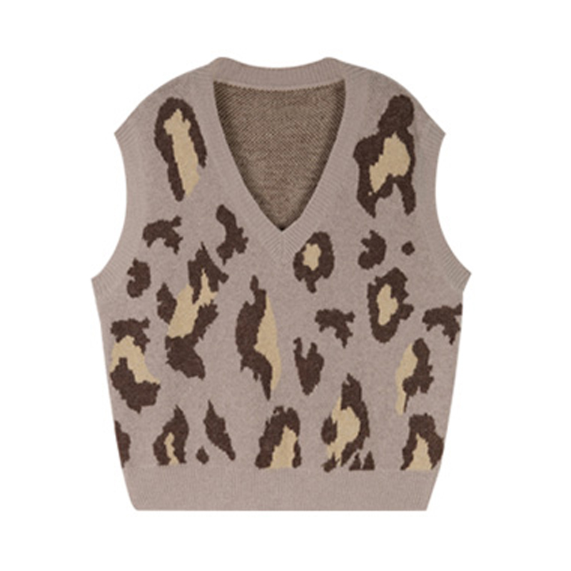 Áo sweater không tay họa tiết da báo thời trang dành cho nữ | BigBuy360 - bigbuy360.vn