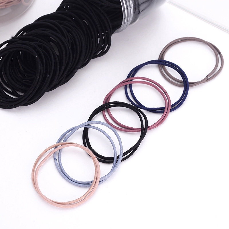 Set 100 Dây Buộc Tóc Co Giãn Nhiều Màu Cho Bé Gái