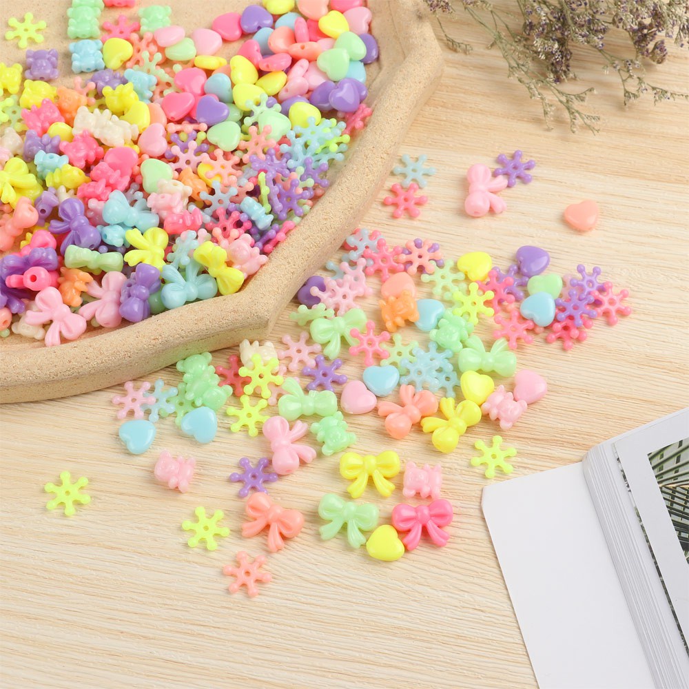 Hạt Nhựa Acrylic Hình Ngôi Sao/Trái Tim/Chữ Nhiều Màu Sắc Dùng Làm Vòng Tay/Vòng cổ DIY