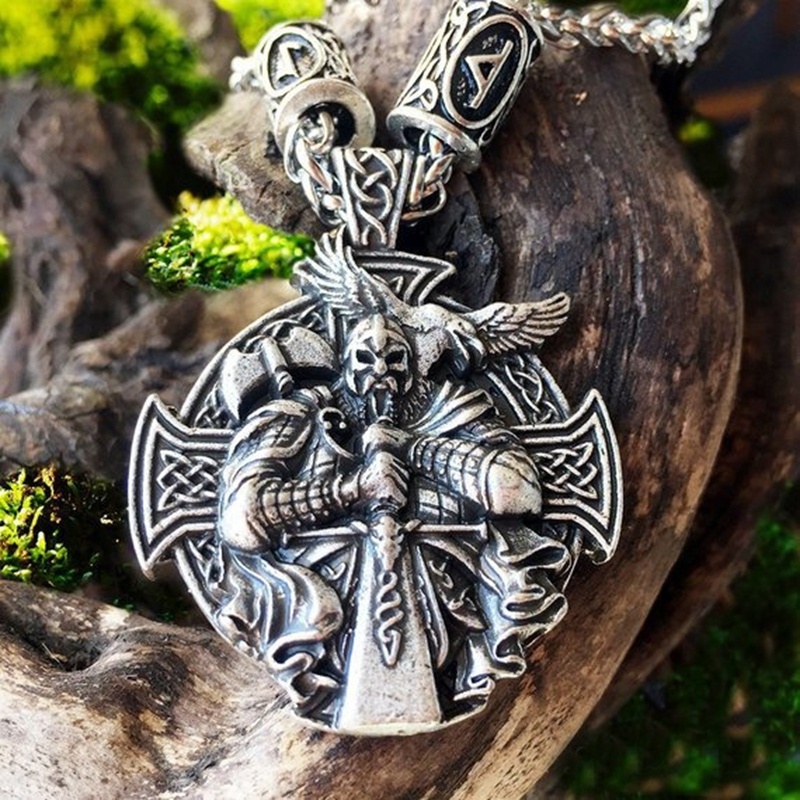 Vòng cổ Bùa Hộ Mệnh Mặt Thánh Giá Màu Bạc Phong Cách Gothic Punk Cổ Điển Cho Nam