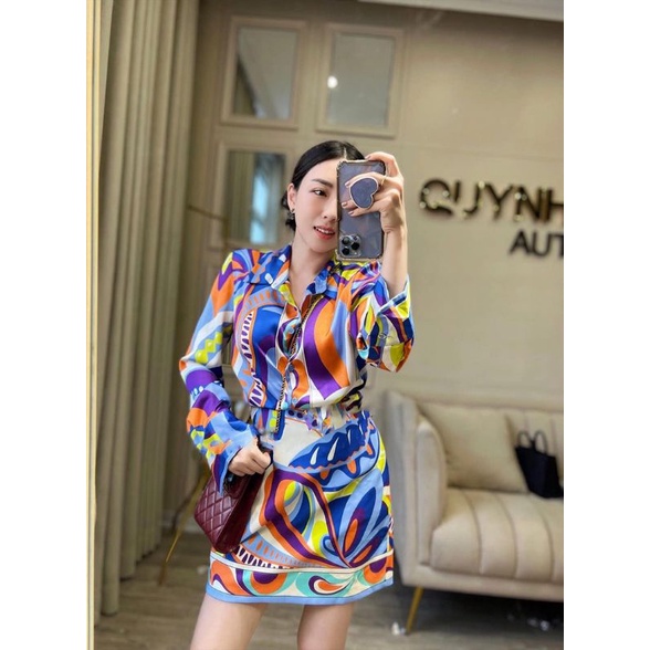 SET ÁO VÁY VẢI LỤA IN HỌA TIẾT ZARA XUẤT XỊN