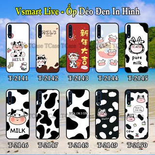 Ốp lưng Vsmart Live dẻo đen in hình Bò Sữa