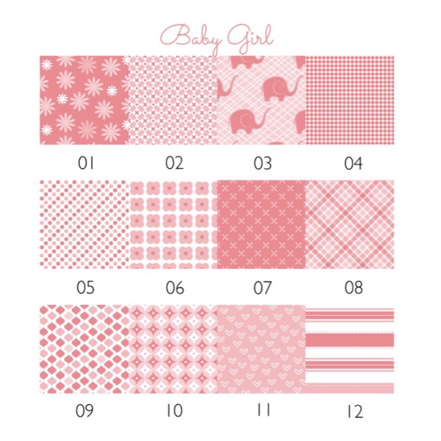 Baby Girl Pattern - Giấy hoạ tiết scrapbook, exploding box, thiệp