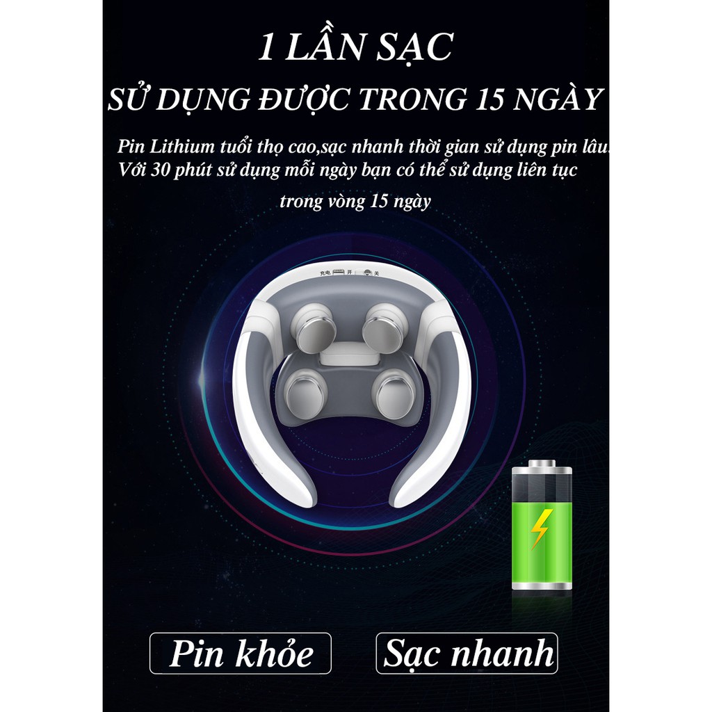 Máy Massage Cổ, Vai Gáy 4D Thông Minh Bằng Xung Điện TENS Giúp Giảm Đau Nhức, Mệt Mọi, Stress