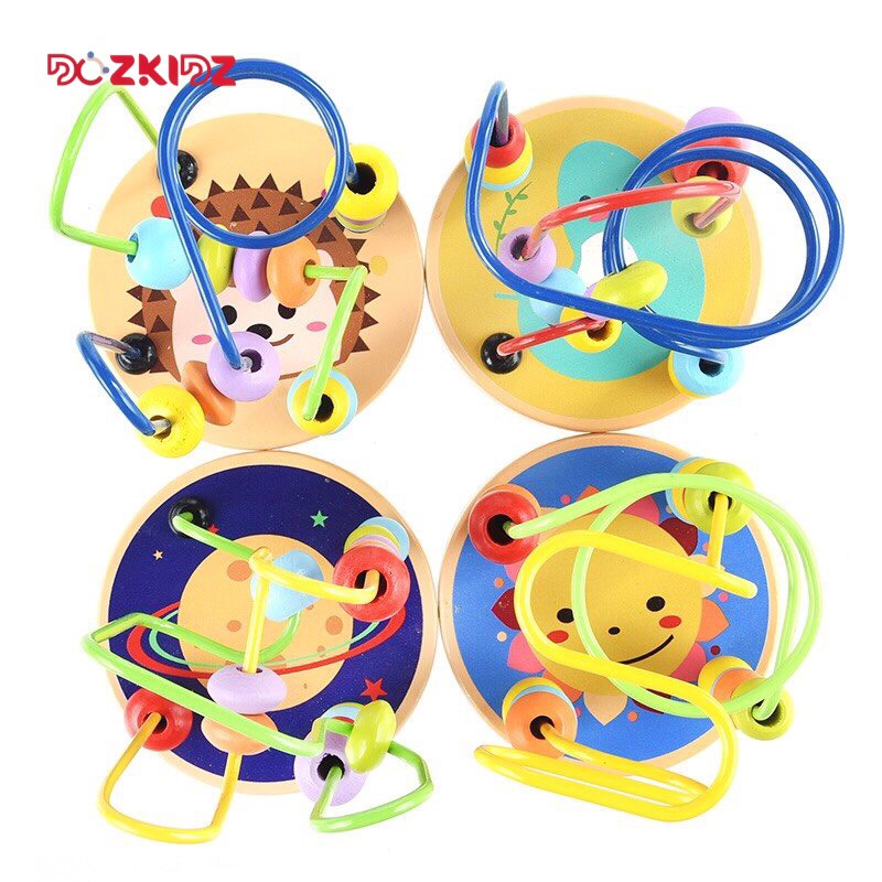 Đồ chơi gỗ vận động tinh - Luồn hạt cho bé từ 0 đến 3 tuổi - DOZKIDZ