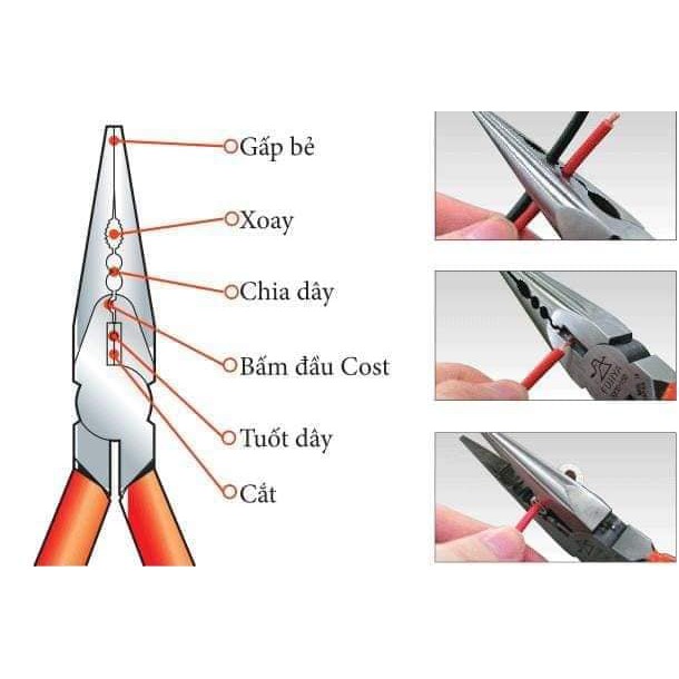 Kìm nhọn 6 chức năng Meinfa chống rỉ sét cao cấp xuất Nhật