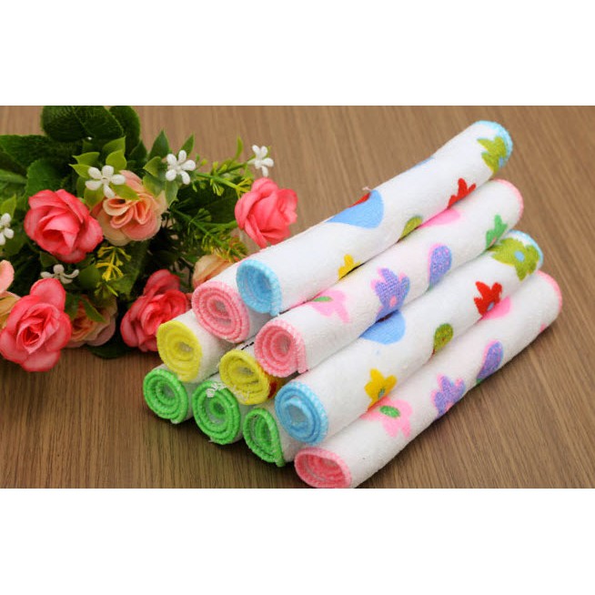 Combo 10 cái Khăn Tay Nhí Hoa Văn Viền Cho Bé